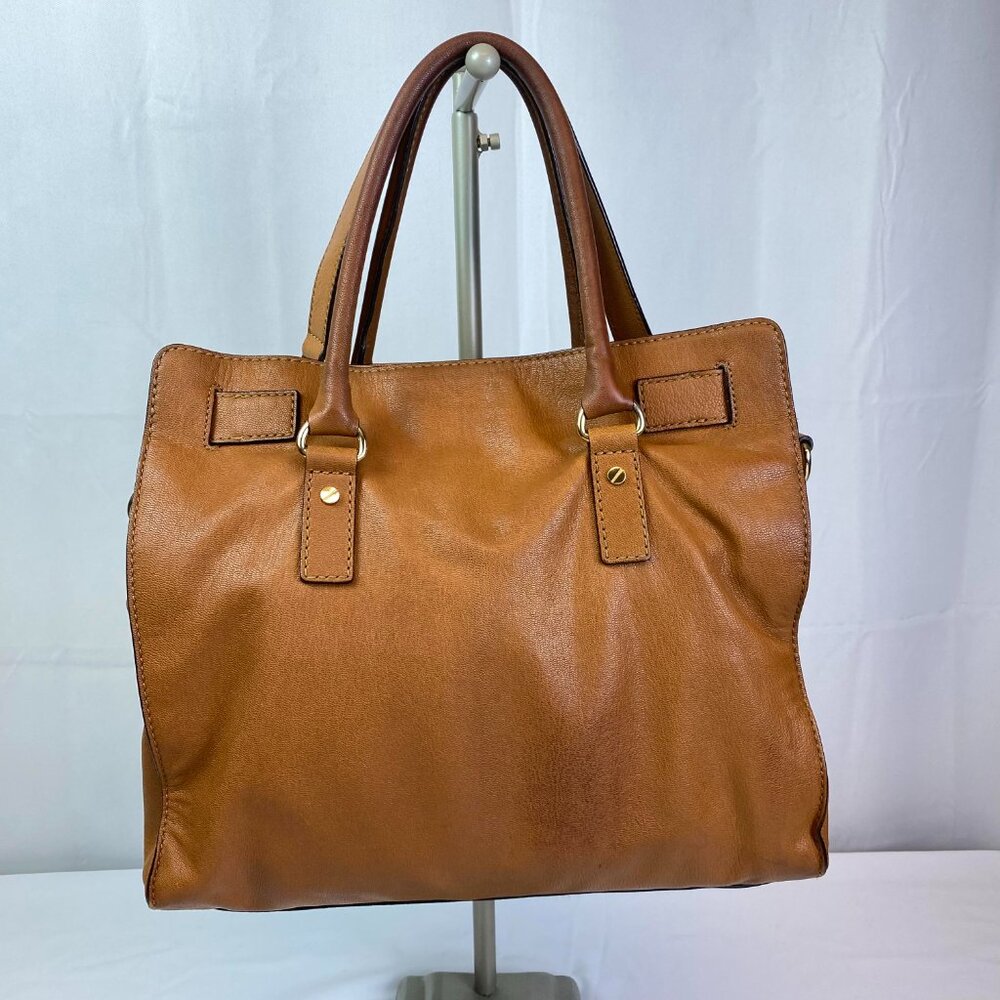 Michael Kors Hamilton Brown Pebbled Leather Satchel | Gold Hardware ✨ Maeve - Picture 6 of 12
